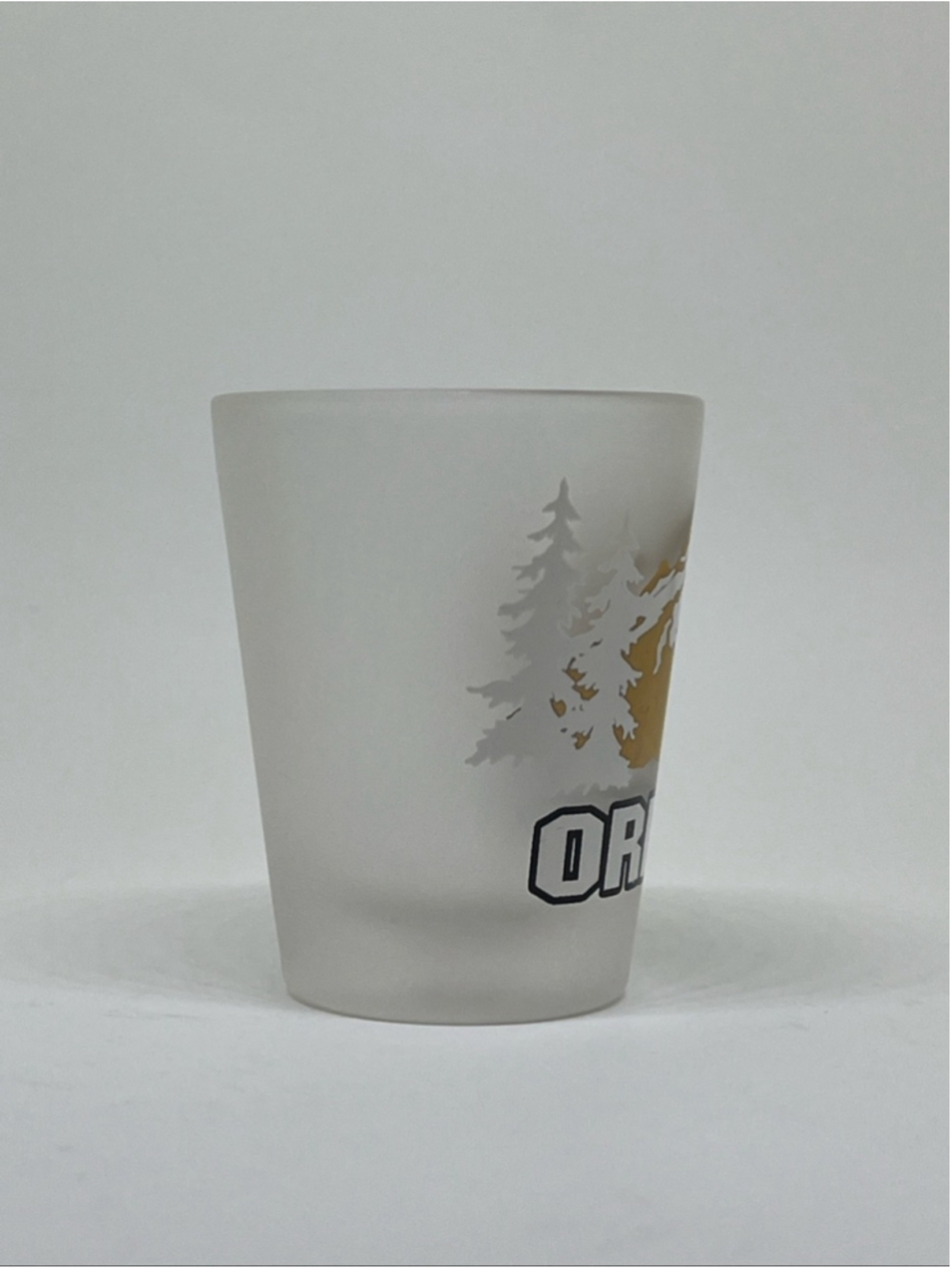 Oregon Frosted Shot Glass with Gold Mountain Design - Picture 2 of 4